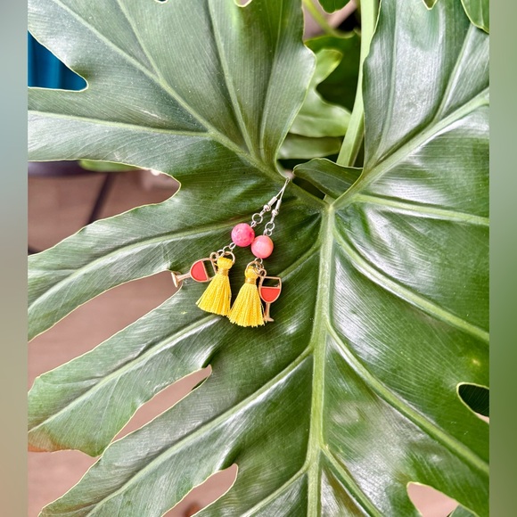 Jewelry - Agate Earrings with Wine Glass Charms